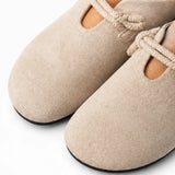 Solette – Knot Strap Suede-Look Mary Jane Flats for Women