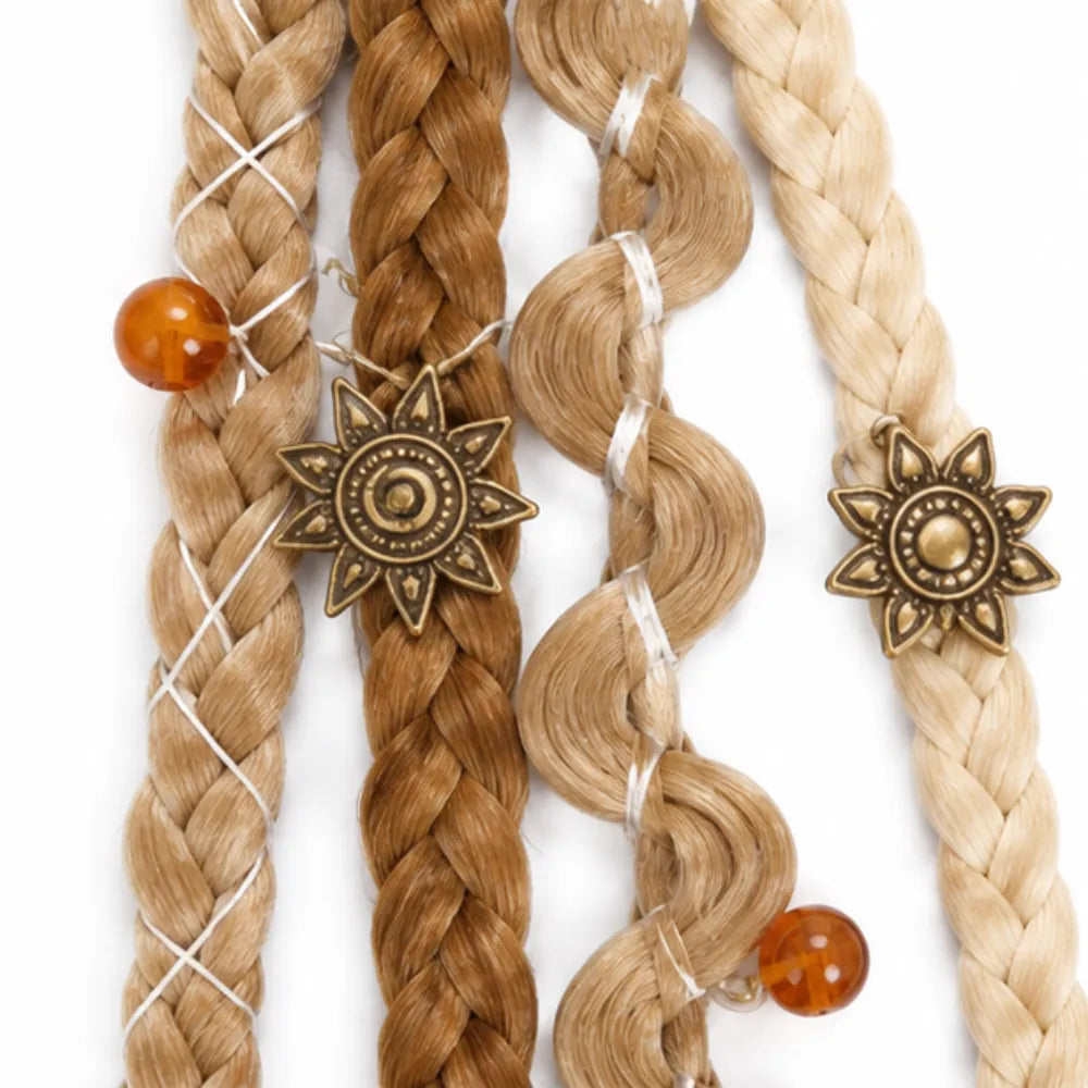 Wildera – Boho Beaded Clip-In Braid Extensions with Charms