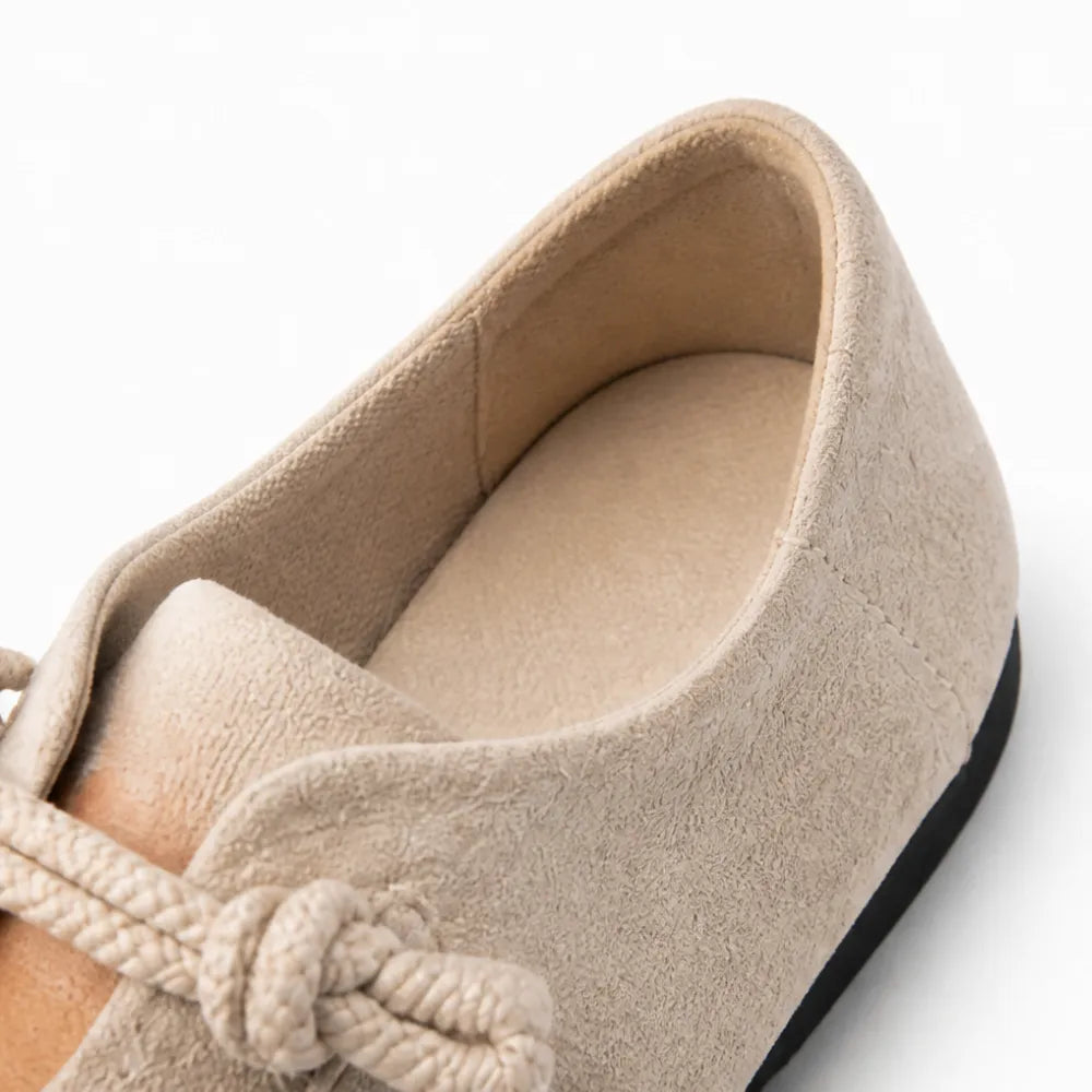 Solette – Knot Strap Suede-Look Mary Jane Flats for Women