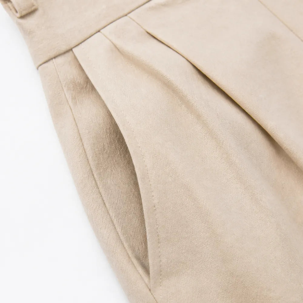 Verona – High Waist Pleated Lantern Pants with Ruffled Cuff