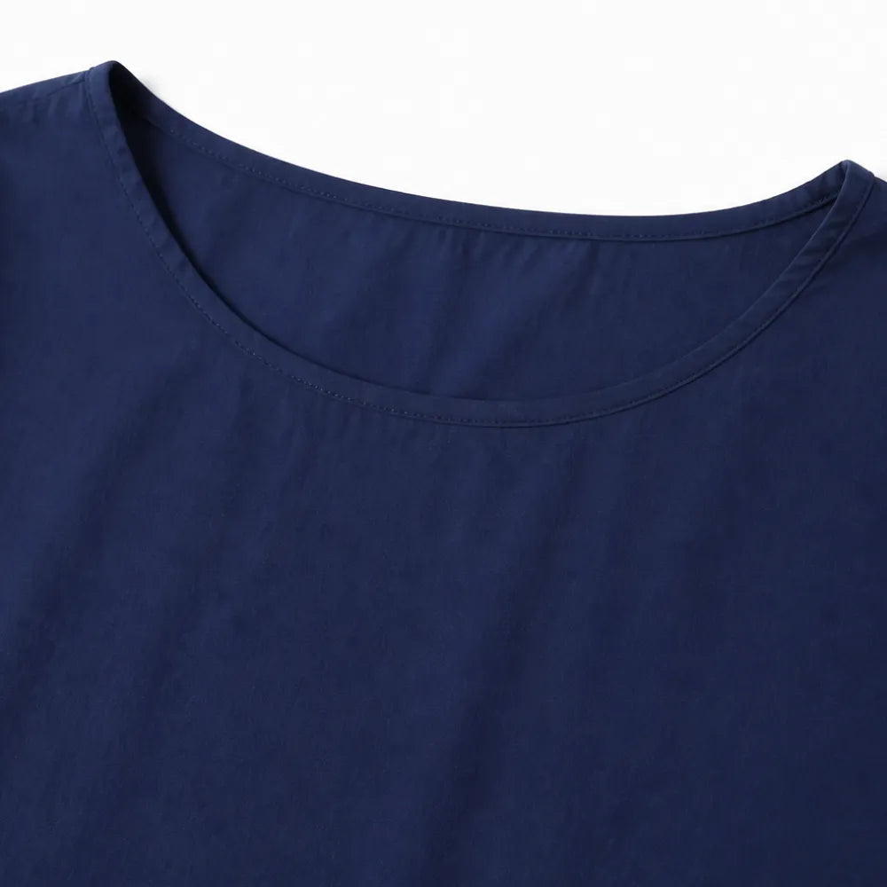 Marelle – Linen-Look Midi Dress with Three-Quarter Sleeves & Pockets