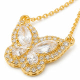 Papillore – Sparkling butterfly drop earrings, gold-tone cubic zirconia, delicate everyday elegance