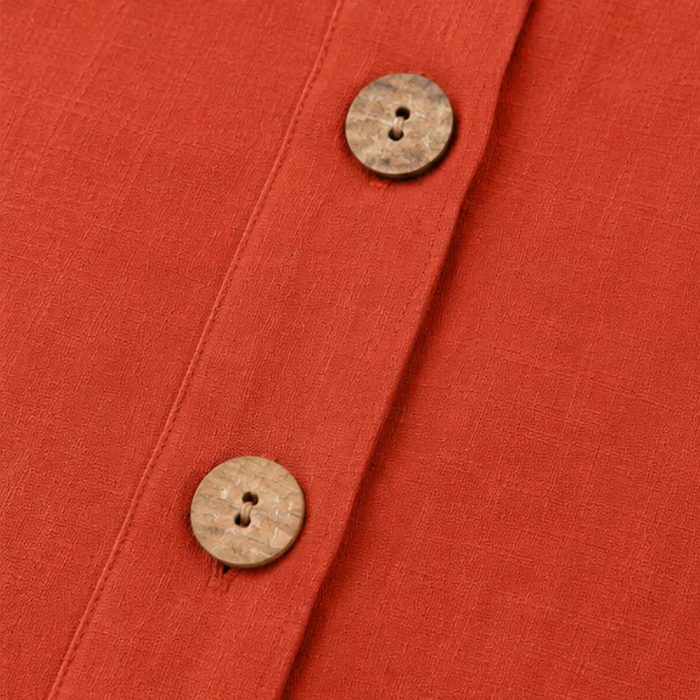 Marelle – Relaxed Fit Linen-Look Button Blouse with ¾ Sleeve