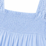 Vivelyn – Square Neck Smocked Babydoll Mini Dress with Lace Sleeves