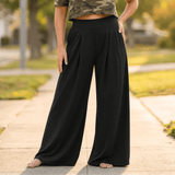 Curvella – Women's Flowy Pleated Palazzo Pants