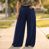 Curvella – Women's Flowy Pleated Palazzo Pants
