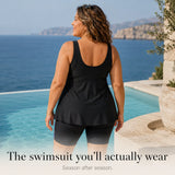 Sirella – Flowy empire tankini and boy shorts swim set for curvy figures