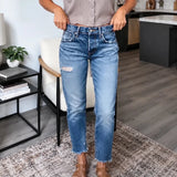 Denara – Soft Stretch Distressed Cropped Jeans for Women