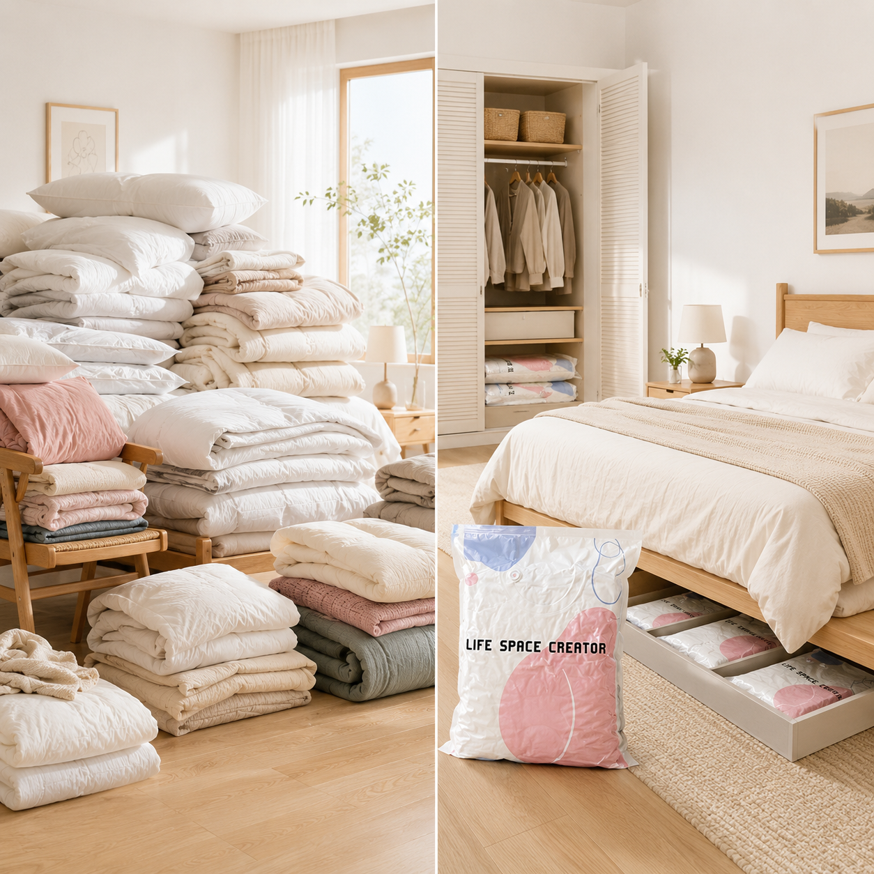Spacenest – No-Pump 3D Vacuum Storage Bags for Closet & Bedding (2-pack)