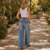 Marelle – Wide Leg Cargo Jeans for Women, Light Wash Straight Cut