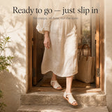 Solene – Pebbled PU T-Strap Flat Sandals for Women, Slip-On Open Toe Summer Shoes