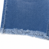Denimly – High Waisted Frayed Hem Bermuda Shorts with Stretch