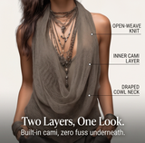Lunessa – Draped Cowl-Neck Knit Halter Top