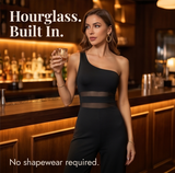 Veluna – Women's One-Shoulder Mesh Waist Jumpsuit