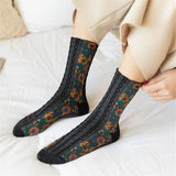 Sorellea - Women's Vintage Floral Embroidered Socks