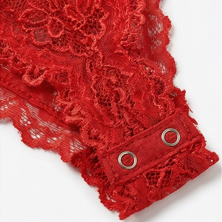 Velara – Women's Floral Lace Teddy with Ruffle Hem