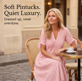 Florenza – Women's Eyelet Midi Dress with Tie-Bow Sleeves