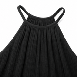 Drevana – Halter Wide-Leg Jumpsuit with Deep Pockets, Flowy Drape
