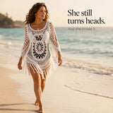 Solenza – Boho Crochet Cover-Up with Long Fringe Hem and Mandala Detail