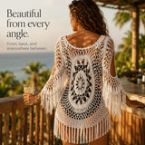 Solenza – Boho Crochet Cover-Up with Long Fringe Hem and Mandala Detail