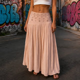Soléra – High Waist A-Line Boho Maxi Skirt for Women
