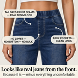 Lounette Elastic-Waist Cropped Denim Jeans for All-Day Comfort