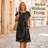 Elunara – Women's Pocketed Dolman Dress with Abstract Print