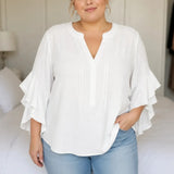 Vivelyn – Women's V-Neck Ruffle Sleeve Blouse, Flowy Casual Top in 4 Colors