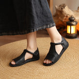 Solene – Pebbled PU T-Strap Flat Sandals for Women, Slip-On Open Toe Summer Shoes