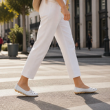 Wearbella – Perforated Woven Low-Cut Flat Loafers