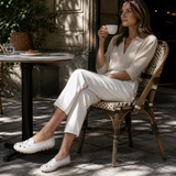 Wearbella – Perforated Woven Low-Cut Flat Loafers