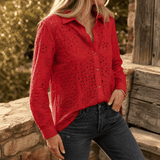 Florelle – Embroidered Eyelet Button Blouse