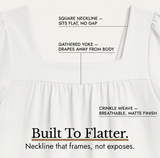 Florelle – Women's Square Neck Flutter Sleeve Blouse