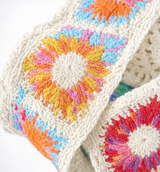 Florenza – Hand-Crocheted Floral Shoulder Bag for Women, Boho Granny-Square Tote with 3D Flowers