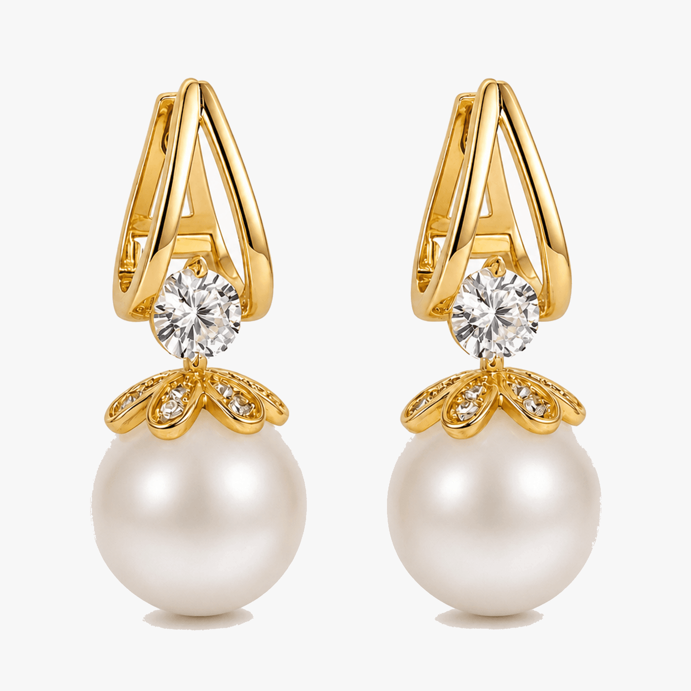 Florenza – Sparkling Pearl Drop Earrings