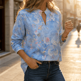Florenza – Watercolor Floral V-Neck Blouse