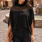 Florenza – Women's Mesh Yoke Batwing Blouse