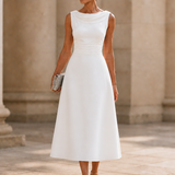 Draperie – Draped-Neck Pleated A-Line Wedding Guest Dress