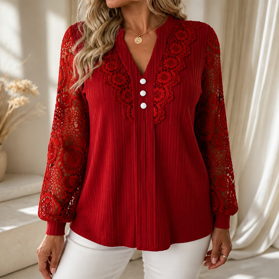 Wearbella – Lace-Sleeve Top That Moves With You