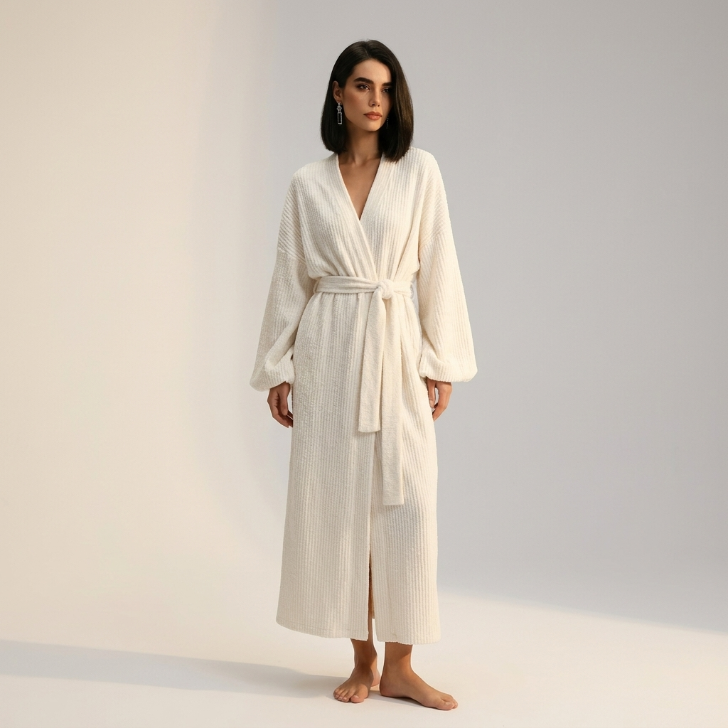 Velunna – Full-Length Semi-Velvet Wrap Robe for Women