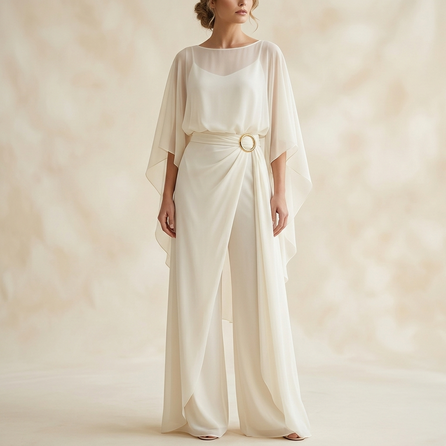 Velaire – Cape Sleeve Top and Wrap Pants Set for Women