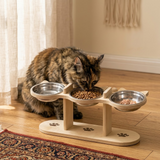 PawNest – 3-Bowl Wooden Pet Feeding Station