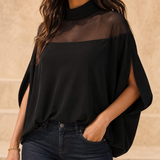 Florenza – Women's Mesh Yoke Batwing Blouse