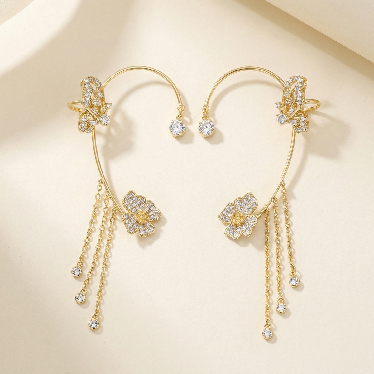 Ornata – Sparkling Butterfly Ear Cuff with Tassels
