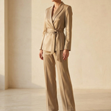 Ellara – Wrap Tie Blazer & Wide Leg Pants Set