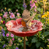 PetalHaven – Hand-Formed Poppy Bird Bath Garden Stake