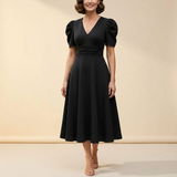 Vivella – Women's elegant puff sleeve midi dress