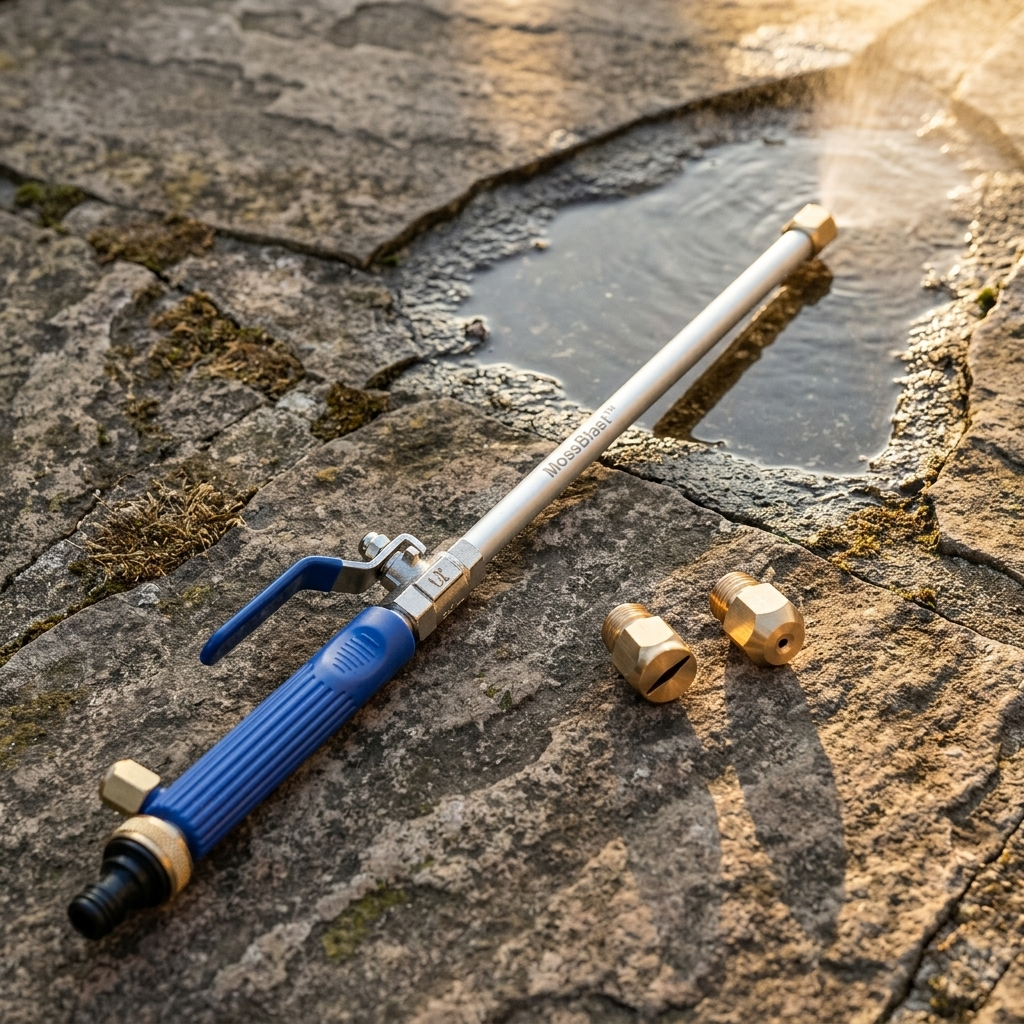 MossBlast – High-Pressure Garden Hose Nozzle for Moss and Grime