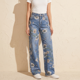 Blomara – Women's Floral Print Wide-Leg Jeans