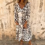 Vivara – Leopard Print V Neck Pocket Dress